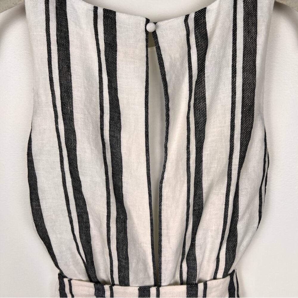 Alice + Olivia Franny Linen Gaucho Striped Jumpsuit 0 XS Belted European Summer - Picture 8 of 9